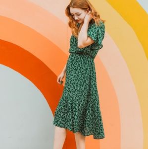 Bright side floral wrap dress in jade